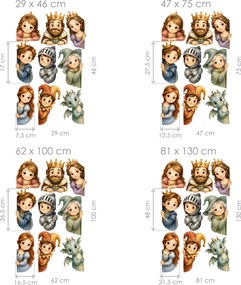 Rozprávkové postavy okolo dverí nálepky na stenu pre dievčatá list 29 × 46 cm