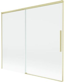 Mexen Rox, 2-krídlová posuvná vaňová zástena 180 x 150 cm, 8mm číre sklo, zlatý matný profil, 8C9-180-001-55-00