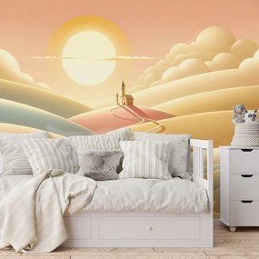 Tapeta pastelová krajina s kostolom