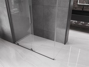 Mexen Velar, sprchový kút s posuvnými dverami 150(dvere) x 85(stena) cm, 8mm číre sklo, grafitová matná, 871-150-085-01-66