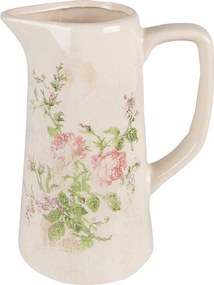 Béžový keramický dekoračný džbán s ružami Rossia M - 15*10*19 cm