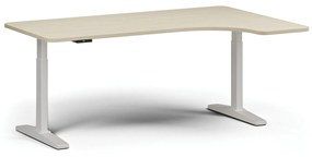Výškovo nastaviteľný stôl, elektrický, 675-1325 mm, ľavý/pravý, doska 1800x1200 mm, biela podnož, sivá