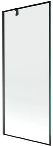 Mexen Next, vaňová zástena 1-krídlová 80 x 150 cm, fixné krídlo, 6 mm číre sklo s čiernym vzorom, čierny profil, 895-080-000-00-70-70