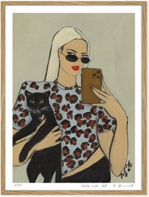 Nástenná dekorácia v ráme Selfie with Cat