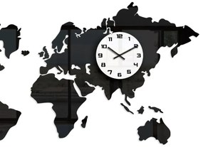 3D nalepovacie hodiny Continents čierno-biele