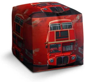 Sablio Taburet Cube Červený poschodový autobus Vlajka: 40x40x40 cm
