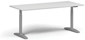 Výškovo nastaviteľný stôl OBOL, elektrický, 675-1325 mm, doska 1800x800 mm, sivá zaoblená podnož, biela