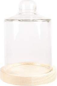 Prírodný drevený podnos so skleneným poklopom - Ø 13*18 cm