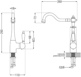 Mexen Andres, granitový drez 1000x500x200 mm, 1,5-komorový a drezová batéria Carla, šedá, 6515-71-670700-70