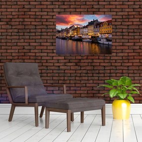 Sklenený obraz - Nyhavn, Kodaň (70x50 cm)