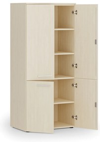 Kancelárska policová skriňa PRIMO WOOD, polené dvere, 800 x 500 x 1781 mm, breza