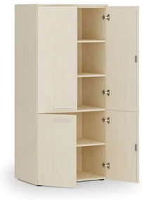 Kancelárska policová skriňa PRIMO WOOD, polené dvere, 800 x 500 x 1781 mm, breza