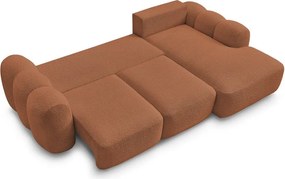 Oranžová rozkladacia/s úložným priestorom rohová pohovka z textílie buklé (pravý roh/s leňoškou) Montaigne – Bobochic Paris