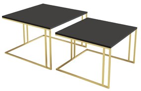 Set dvoch konferenčných stolíkov Froyw Zlatý, Farba: zlatá/biely mramor