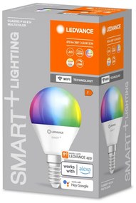 LED E14 P40 4,9W 470lm RGBW SMART+ WiFi Stmievateľná mini žiarovka LEDVANCE