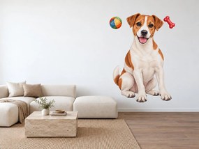 Usmievavý Jack Russell teriér realistické textilné nálepky na stenu pre milovníkov teriérov arch 30 x 46 cm