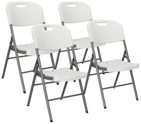 SPRINGOS Set 4 cateringových stoličiek, banketová stolička, turistická stolička do záhrady - biele