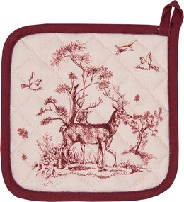 Béžová bavlnená chňapka - podložka s jeleňom Pretty Forest - 20*20 cm