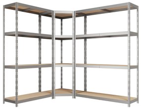 Kovový regál CORNER BUDGET PACK 180x160x190x40 cm, 4x HDF polica, zinok