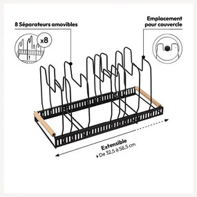 JJA Organizér, stojan na pokrievky, hrnce aj panvice, výsuvný, 8 pozícií