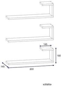 SADA 3x Nástenná polica EMILY 18x60 cm biela
