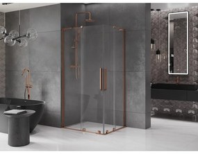 Mexen Velar L Duo, sprchový kút s posuvnými dverami 90 x 80 cm, 8mm číre sklo, ružové zlato, 871-090-080-02-03-60