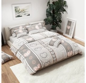 Krepové obliečky HEART RETRO sivá hotelová kapsa Rozmer obliečky: 70 x 90 cm | 140 x 200 cm