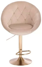 LuxuryForm DESIGN Barová stolička VERA VELUR na zlatom tanieri - latte