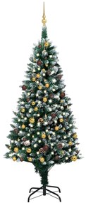 Umelý vianočný stromček s LED, súpravou gulí a šiškami 210 cm 3077532