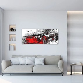 Obraz - Maľované auto v akcii (120x50 cm)