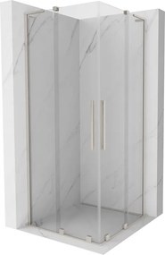 Mexen Velar L Duo, sprchový kút s posuvnými dverami 90 x 90 cm, 8mm číre sklo, brúsená oceľ, 871-090-090-02-03-97