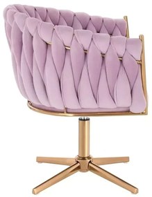 LuxuryForm DESIGN Kreslo NORDEN VELUR na zlatom kríži - levanduľa