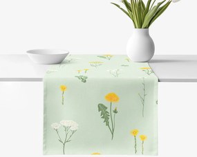 Goldea behúň na stôl 100% bavlnené plátno - lúka na zelenej režnej 35x140 cm