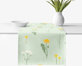 Goldea behúň na stôl 100% bavlnené plátno - lúka na zelenej režnej 50x180 cm