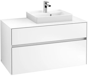 VILLEROY &amp; BOCH Collaro závesná skrinka pod umývadlo na dosku (umývadlo vpravo), 2 zásuvky, 1000 x 500 x 548 mm, White Matt, C01500MS