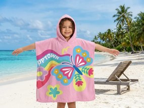 Detské pončo BUTTERFLY ružové 60x120 cm