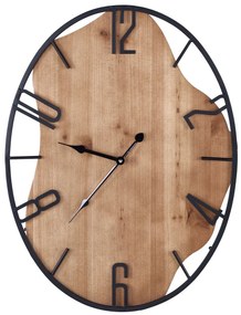 Železné nástenné hodiny 46 x 60 cm svetlé drevo/čierna MEYNES Beliani