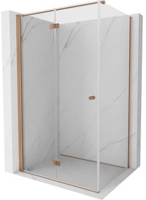 Mexen Mist-F T, 1-krídlový skladací sprchový kút ľavý 85 x 95 cm, priehľadný, brúsená meď - 8A6T-085-095-65-00-L