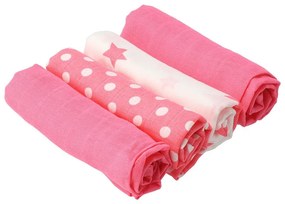 Látkové bavlnené plienky New Baby Softy s potiskom 70 x 70 cm 4 ks ružovo-biele