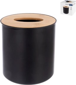 Orion Mini - odpadkový kôš, čierny kozmetický kôš s bambusom, BLACK