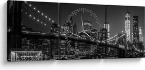 Obraz Brooklyn mosta v New Yorku (s hodinami) (90x30 cm)