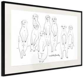 Artgeist Plagát - Meerkats Family [Poster] Veľkosť: 30x20, Verzia: Čierny rám s passe-partout