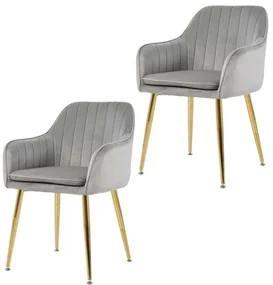 LuxuryForm DESIGN Stolička AUSTIN VELUR - SET - svetlo šedá