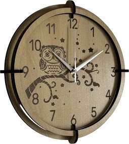 Detské hodiny Sova z javoru – tiché nástenné hodiny pre deti | SENTOP HDF0573-MAPLE