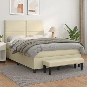 Boxspring posteľ s matracom krémová 140x200 cm umelá koža 3137607