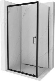 Mexen APIA, sprchový kút s posuvnými dverami 120 (dvere) x 90 (stena) cm, 5mm číre sklo, čierny profil, 840-120-090-70-00