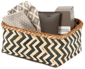 Súprava 3 úložných bambusových košíkov Compactor Natural And Black Bamboo