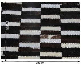 Tempo Kondela Luxusný kožený koberec, hnedá/čierna/biela, patchwork, 171x240, KOŽA TYP 6