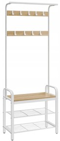 Kovová predsieňová stena PURE 183 cm, krémová/dub sonoma