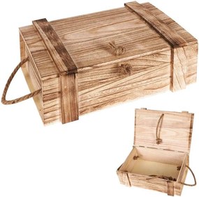 Orion Drevená debnička s rúčkami a vekom, TRUHLA NATURE 36 x 26 x 16 cm